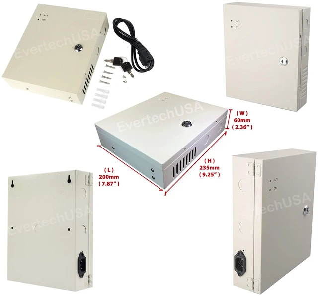 Alt view image 3 of 5 - Evertech 16 Channel 12 Volt DC Output CCTV Distributed Power Supply Box for Security Camera with 18 Pcs. DC Male Pigtail