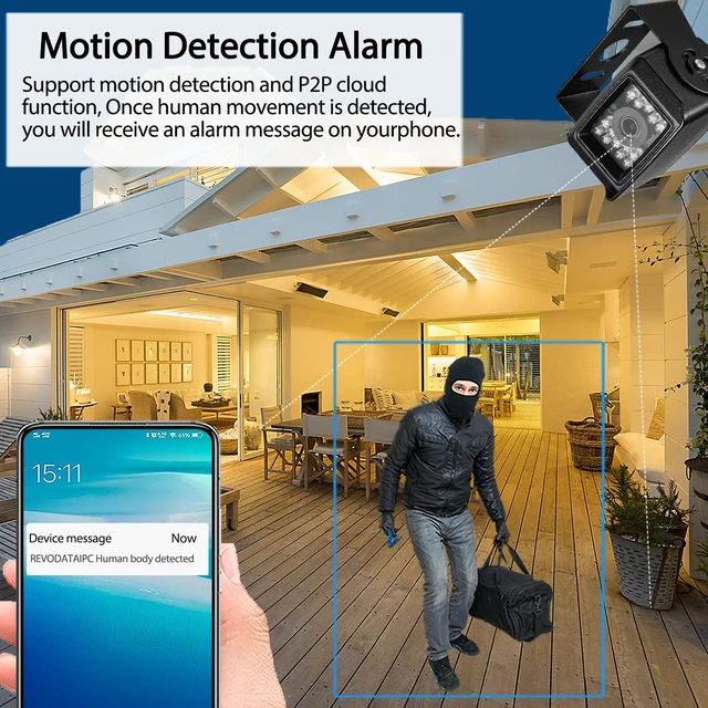 Alt view image 5 of 5 - REVODATA 5MP Mini POE IP Camera,IP65 Waterproof 18 pcs LEDs IR Night Vision 3.6mm Lens Indoor/Outdoor Security Mini IP Camera,Small POE P2P Video Cam,Motion Detection (I704-P-HS)