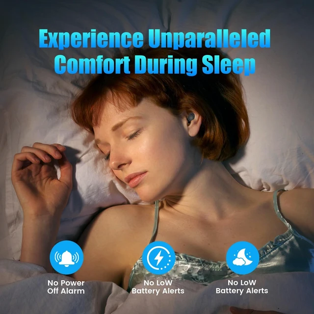 Alt view image 2 of 5 - Ertuly Sleep Earbuds for Side Sleepers Small Ear Buds for Sleeping Headphones Comfortable Noise Blocking LED Power Display Music Sleep Dual Mode for Working Hiking Sleeping(Deep Gold)