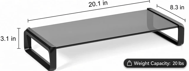 Alt view image 5 of 5 - JKBSaoLM Monitor Stand Riser Smoke Gray Glass Top, Keyboard Storage