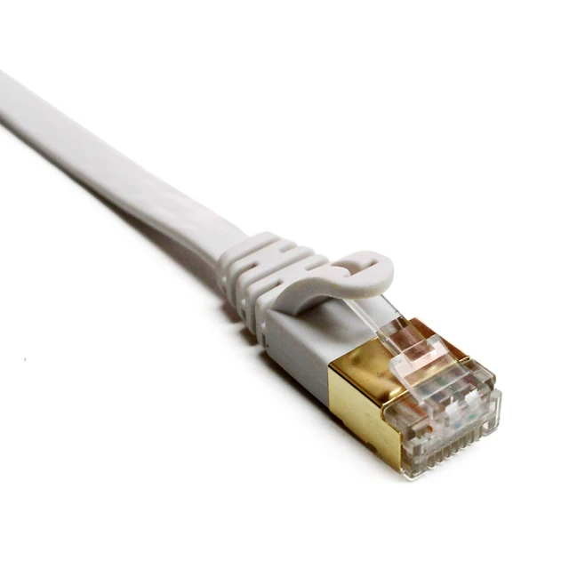 Alt view image 4 of 5 - Tera Grand - 100FT - CAT7 10 Gigabit Ethernet Ultra Flat Patch Cable for Modem Router LAN Network, Gold Plated Shielded RJ45 Connectors, Faster Than CAT6a CAT6 CAT5e, White