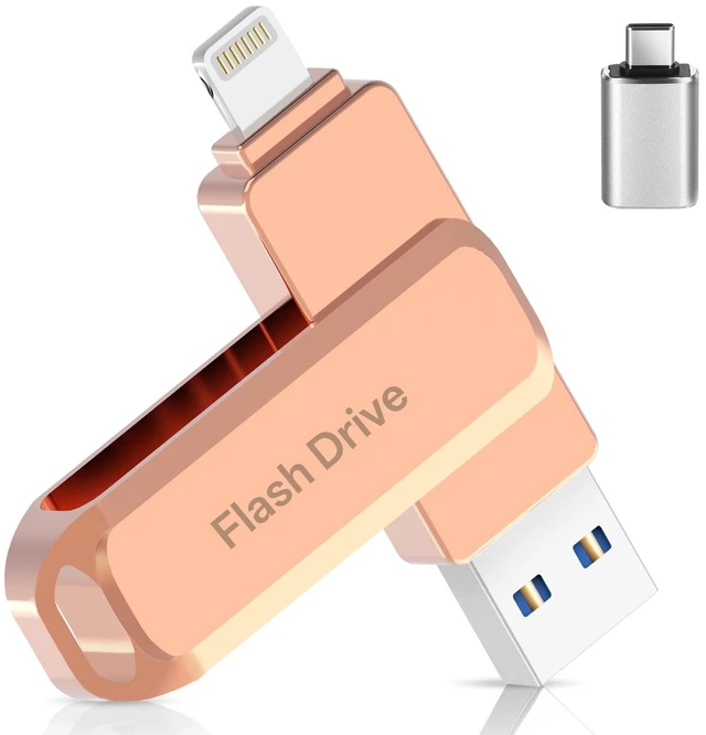 Main image of MFi Certified 256GB Flash Drive Photo Stick for iPhone, External Memory Photo Keeper Storage for Data Saver/Backup/Transfer Files/Picture/Video/iPhone/iPad/iOS/Android/PC (Pink)Available Space: ~244GB