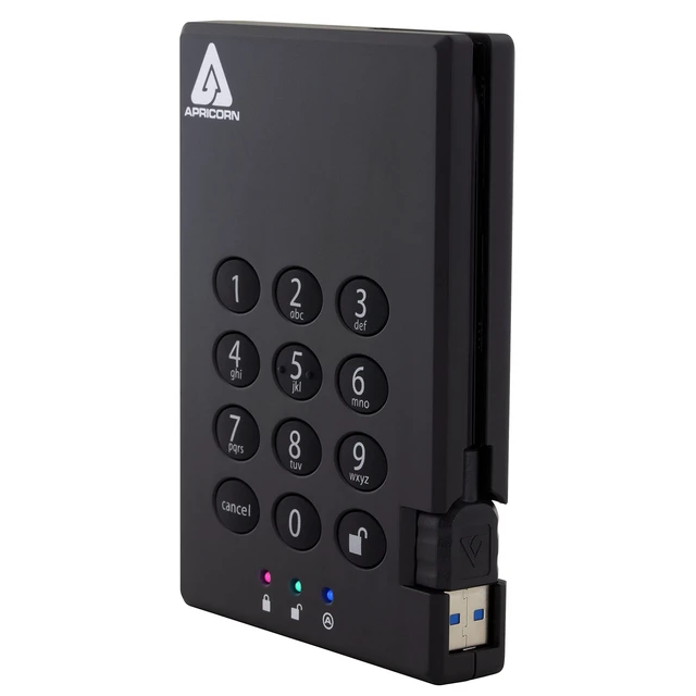 Alt view image 2 of 5 - Apricorn 1TB Aegis Padlock USB 3.0 SSD 256-Bit Encrypted Portable Drive (A25-3PL256-S1000)