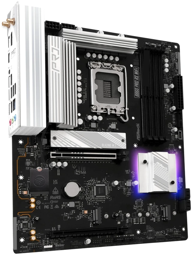 Alt view image 5 of 5 - ASRock B860 Pro RS WiFi 6E Intel Core Ultra (Series 2) DDR5 up to 8666+ (OC) MHz 256GB M.2 LGA1851 ATX Motherboard BIOS Flashback SATA3 6.0 Gb/s PCIe 5.0 Realtek 2.5G LAN M.2
