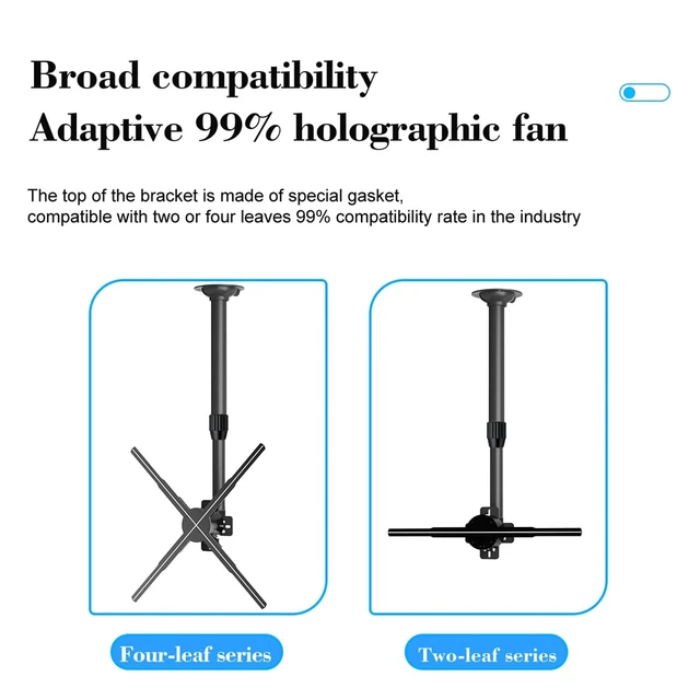 Alt view image 5 of 5 - Tangxi 3D Fan Projector Mount Bracket, Universal 3D Holographic Projector Ceiling Mount Bracket, 15.5-24 inch Adjustable Extendable Mount Holder, 4KG Load Capacity, Black