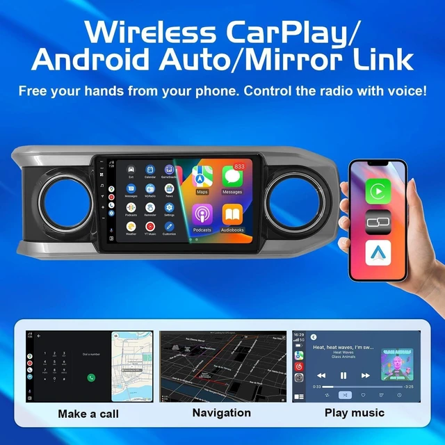 Alt view image 4 of 5 - Car Radio Stereo for Toyota Tacoma 2016-2023, 8 Core, Android 14, Head Unit with Wireless Carplay&Android Auto, Bluetooth, Voice Control, 10.1" HD Touchscreen, AM/FM/RDS, Backup Camera, SWC