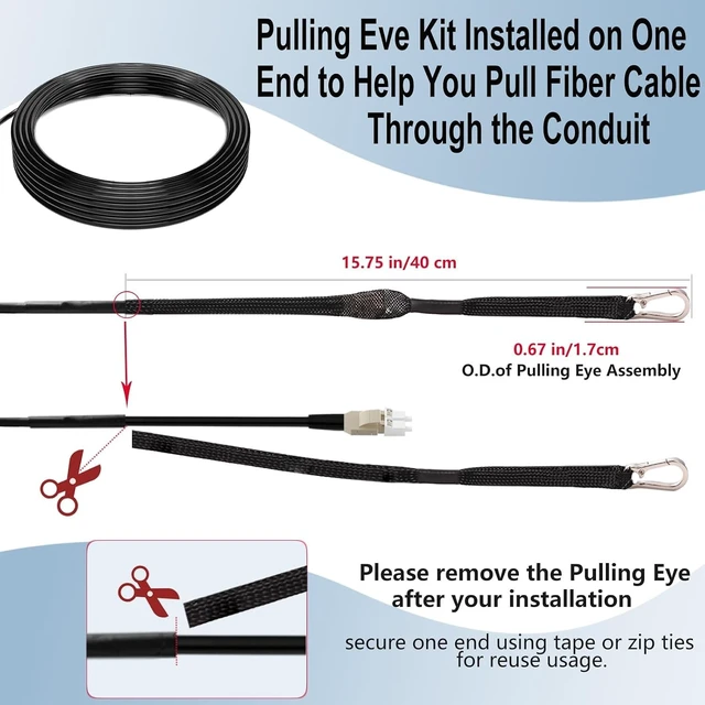 Alt view image 3 of 5 - FLYPROFiber- Outdoor OM3 Multimode LC to LC Fiber Patch Cable 125M/410ft