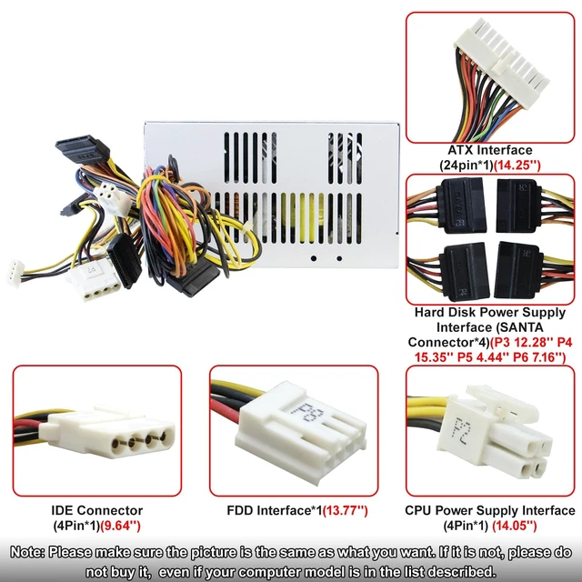 Alt view image 4 of 5 - Upgraded 300W P3017F3P LF J036N XW600 Power Supply Replacement for Dell Vostro, Studio Precision Series Mini Towers Systems PS-5301-08, D300R002L PS-6301-6 DPS-300AB-24 DPS-300AB-24 G Power Supply