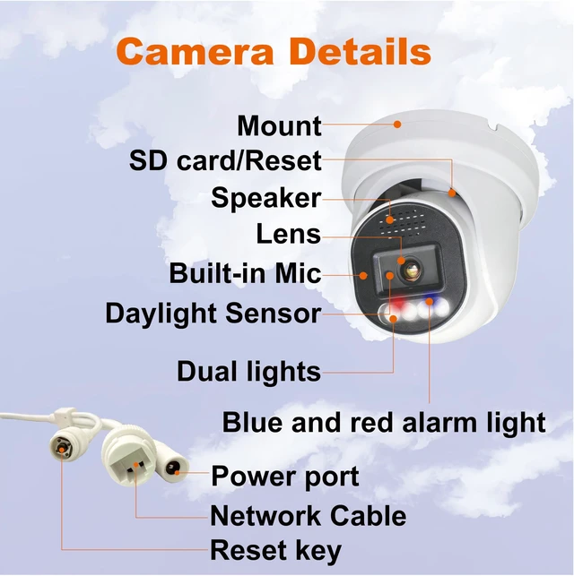 Alt view image 3 of 5 - SINIS 4K PoE Security IP Camera with Strobe Red&Blue Light and Audio Alarm