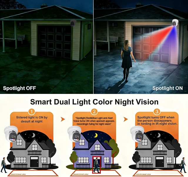 Alt view image 5 of 5 - SINIS 4K PoE Security IP Camera with Strobe Red&Blue Light and Audio Alarm
