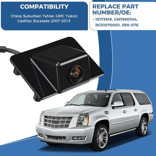 Alt view image 2 of 5 - Rear View Backup Reverse Camera Fit for Chevy Suburban 1500 2500 Tahoe GMC Yukon XL Cadillac Escalade 2007-2013, Replace 15173619, GM1960104, RC51070001, 590-076