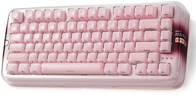 Main image of XVX x CoolKiller CK75 SE 75% Tri-Mode Mechanical Keyboard, Gasket Mount Hot-Swap Linear Switch, Crystal Jelly Transparent Keyboard with Full RGB for Gaming and Office-Pink