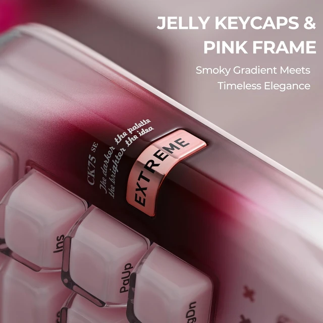 Alt view image 4 of 5 - XVX x CoolKiller CK75 SE 75% Tri-Mode Mechanical Keyboard, Gasket Mount Hot-Swap Linear Switch, Crystal Jelly Transparent Keyboard with Full RGB for Gaming and Office-Pink