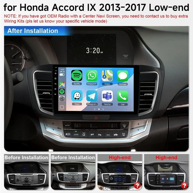 Alt view image 3 of 5 - ASURE Car Stereo Radio for Honda Accord 2013-2017 Low Version CarPlay