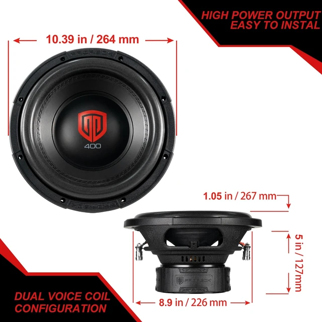Alt view image 5 of 5 - PRORECK Audio 410 10" Dual Voice Coil, 1200W Max Power Loud Car subwoofer(Single) (10" Dual-4OHm)