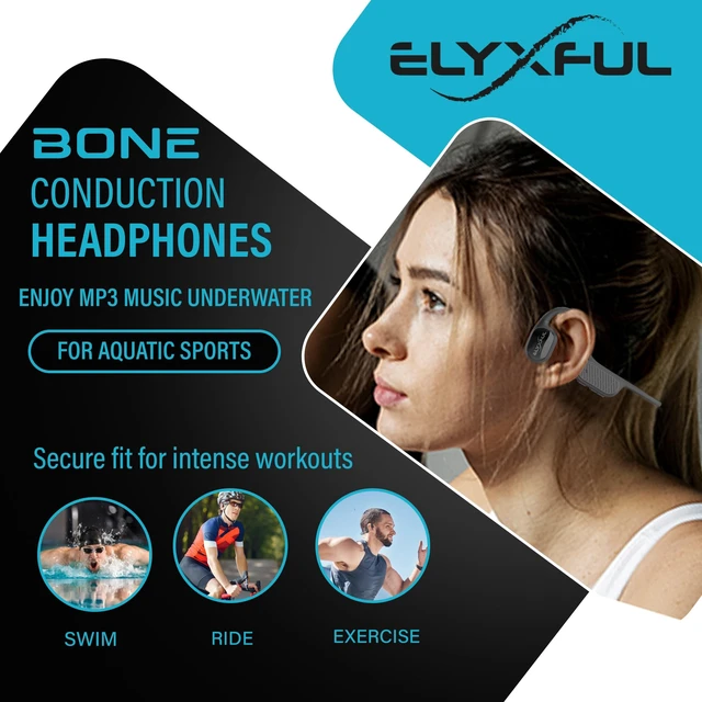 Alt view image 5 of 5 - ELYXFUL Bone Conduction Swimming Headphones, IP68 Waterproof Bluetooth & 64GB MP3 Player, Open-Ear Water Headphones for Swimming with Mic, Secure Fit, Great for Running, Cycling, and Workouts