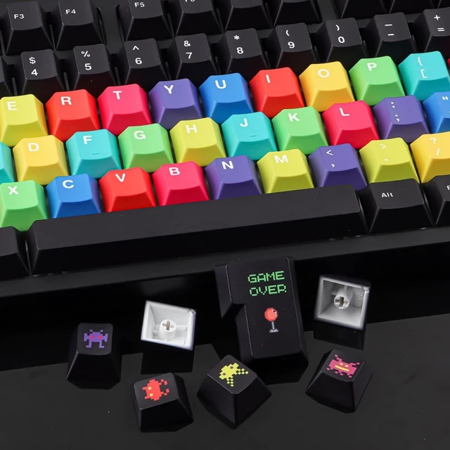Alt view image 4 of 5 - Tsungup Retro Keycaps, 132 Keys Black Arcade Games Custom Keycap Sets