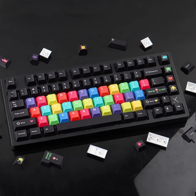 Alt view image 3 of 5 - Tsungup Retro Keycaps, 132 Keys Black Arcade Games Custom Keycap Sets