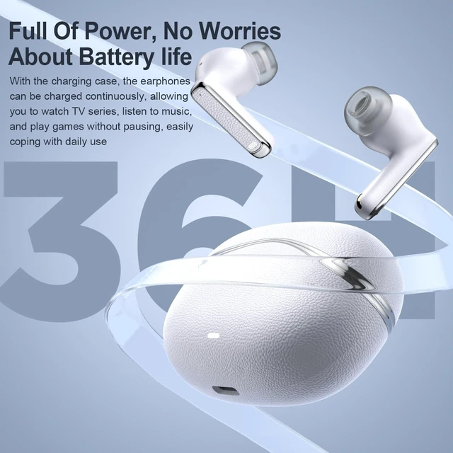 Alt view image 5 of 5 - Wireless Translator Earbuds Bluetooth 5.4 with Real-Time Translation App Support, 36H Battery Noise Reducing Headphones, Hi-Fi Stereo Sound, IPX5 Waterproof, USB-C Fast Charging, Built-in Mic (