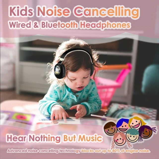 Alt view image 2 of 5 - Kids Bluetooth Headphones - Light Up Cat Over Ear Kids Wireless Noise Cancelling Headphones with Microphone for Kids for School Gaming Headset Headphones for IPad Kindle Tablet PC Travel (Black