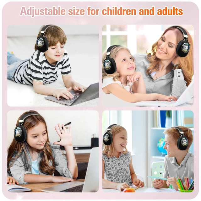 Alt view image 5 of 5 - Kids Bluetooth Headphones - Light Up Cat Over Ear Kids Wireless Noise Cancelling Headphones with Microphone for Kids for School Gaming Headset Headphones for IPad Kindle Tablet PC Travel (Black