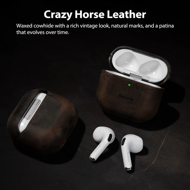Alt view image 2 of 5 - Belemay Crazy Horse Leather Case for AirPods 5 (2026) / AirPods 4 (2024)