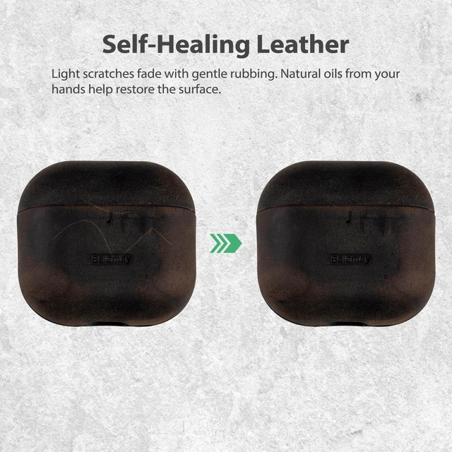 Alt view image 3 of 5 - Belemay Crazy Horse Leather Case for AirPods 5 (2026) / AirPods 4 (2024)