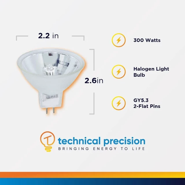 Alt view image 2 of 4 - Technical Precision 300W 120V 760h MR16 GY5.3 2-Flat 3350K Bulb 1-Pack