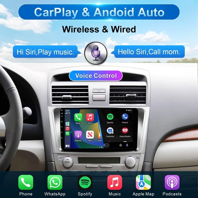 Alt view image 4 of 5 - Car Radio for Toyota Camry 2006-2011 Wireless Carplay Android Auto,9 inch HD IPS Touch Screen Car Stereo with Mirror Link 10 Band DSP Audio/Bluetooth/FM/SWC