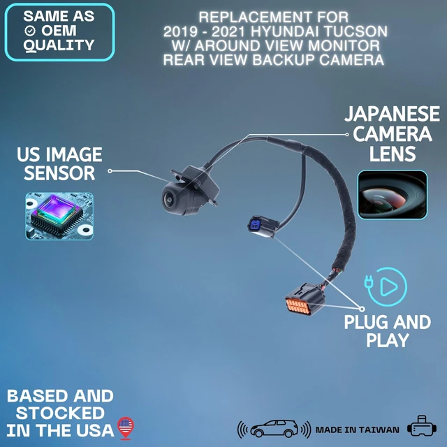 Alt view image 2 of 5 - Backup Camera Replaces for 2019 2020 2021 Hyundai Tucson w/Around View Monitor OE Part # 95766D3800 95766-D3800