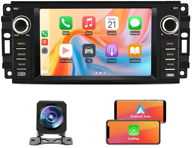 Main image of Junsun 4Core 64GB ROM Car Radio Stereo for Dodge Ram 1500 2500 3500 2009-2012 Jeep Wrangler 2007-2018 Avenger Challenger, 7 Inch Touch Screen with Wireless CarPlay Android Auto Backup Camera