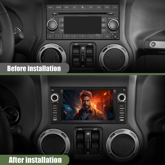 Alt view image 2 of 5 - Junsun 4Core 64GB ROM Car Radio Stereo for Dodge Ram 1500 2500 3500 2009-2012 Jeep Wrangler 2007-2018 Avenger Challenger, 7 Inch Touch Screen with Wireless CarPlay Android Auto Backup Camera
