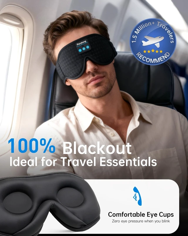 Alt view image 3 of 5 - Sleep Mask and Bluetooth Sleep Headphones Set, Sink into Your Pillow, Roll to Your Side, and Wake Up 14 Hours Later Still Rested - No Ear Pressure, Perfect for Side Sleepers, ASMR, Meditation