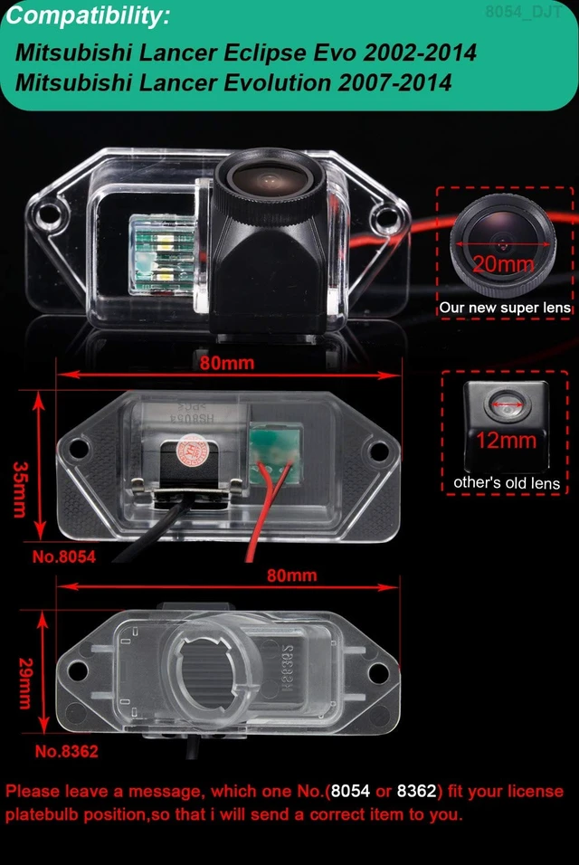 Alt view image 2 of 5 - HD IP68 1280Pixels 20MM Lens Auto Vehicle Car Van 170 Wide Angle License Plate Light Rear View Reversing Backup Camera Parking Aids System Compatible with Mitsubishi Lancer Eclipse Evo/Evolution