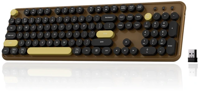 Main image of COUTSALL Wireless Bluetooth Keyboard, Colorful Round Keycaps (Coffee Black)