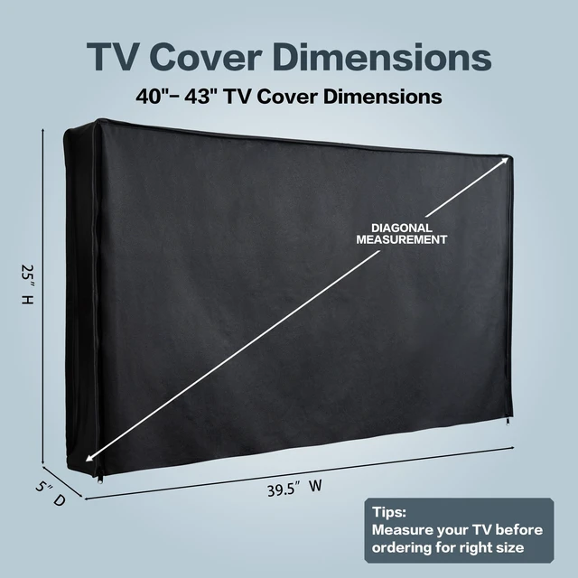 Alt view image 2 of 5 - Leather Outdoor Vinyl Fabric, Marine Faux Leather Waterproof & Weatherproof TV Cover with Roll Up Front, Zipper Closure & Remote Control Pocket, American Flag (Black Leather, TV 40-43")