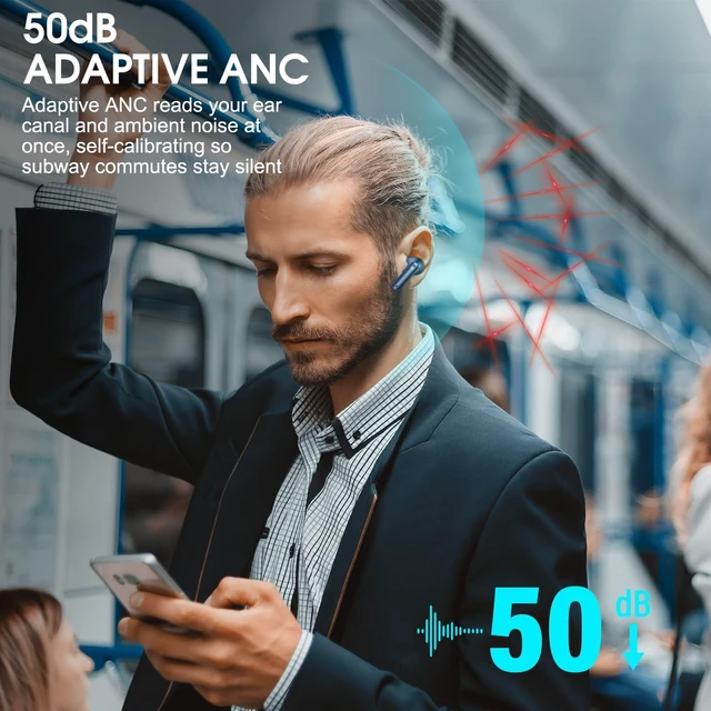 Alt view image 2 of 5 - Active Noise Cancelling Ear Buds Wireless Earbuds HiFi Sound 60H Playtime