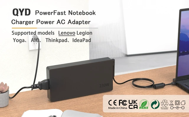 Alt view image 3 of 5 - QYD 230W AC Power Adapter for Lenovo Legion Gaming Laptop
