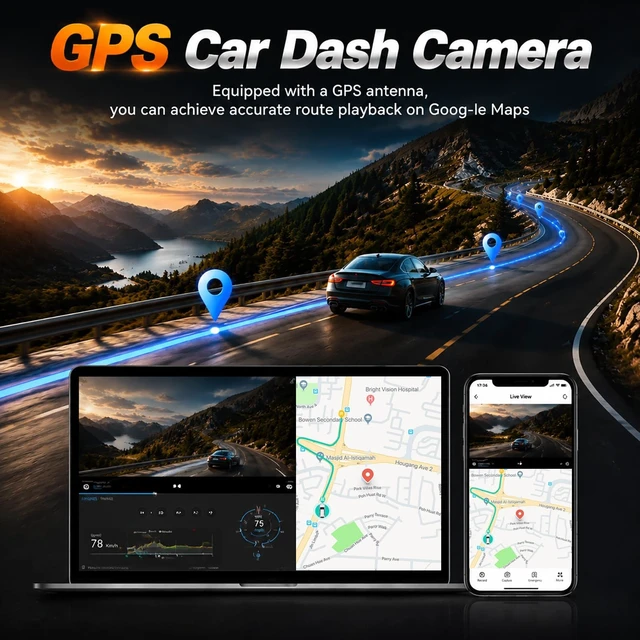 Alt view image 4 of 5 - Volxcereo 4K Mirror Dash Cam, 9.66 inch Touchscreen Rear View Mirror Camera