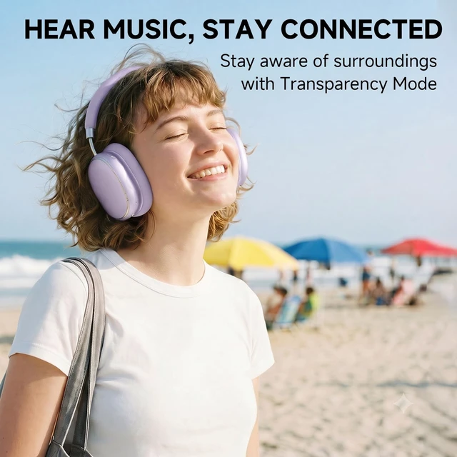 Alt view image 2 of 5 - FOFUN Hybrid Active Noise Cancelling Headphones Over Ear 120H Playtime