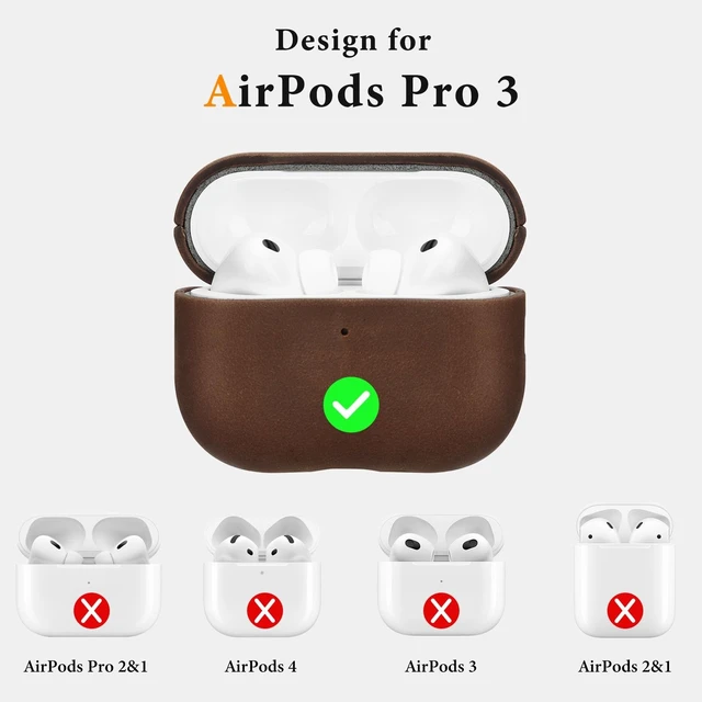 Alt view image 3 of 5 - Anlinser Genuine Leather AirPods Pro 3 Case Compatible with MagSafe