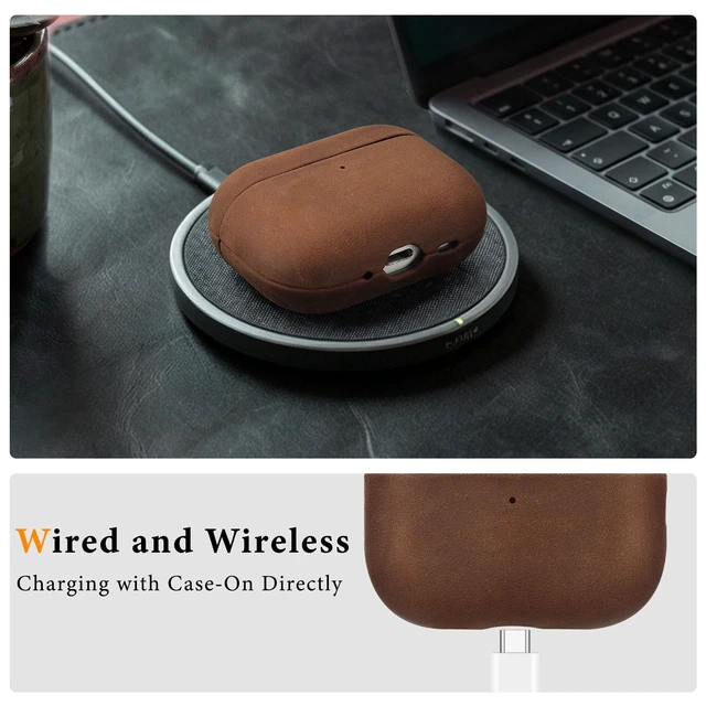 Alt view image 4 of 5 - Anlinser Genuine Leather AirPods Pro 3 Case Compatible with MagSafe