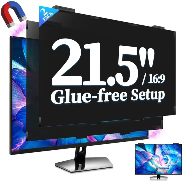 Main image of Verponity 2 Pack 21.5 Inch Magnetic Privacy Screen for Computer Monitor 16:9, Anti Blue Light Anti-Glare Screen Protector, Tool-free Removable Hanging Privacy Screen for Monitor, Anti-peep Eye Protect