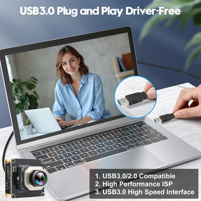 Alt view image 5 of 5 - IFWATER Autofocus USB3.0 High Speed Camera,230fps Ultra High Frame Rate,12MP 4K 90 HFOV Distortion-Free Lens,Plug&Play for Golf Swing Capture,Industrial Machine Vision 3D Printing Live Streaming