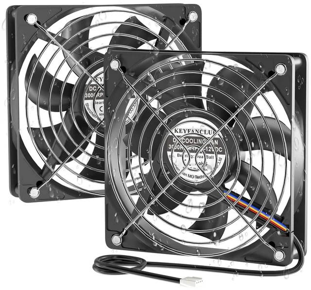 Main image of IP68 Waterproof 12V DC 4-Pin PWM Cooling Fan 120mm x 25mm 2 Pack