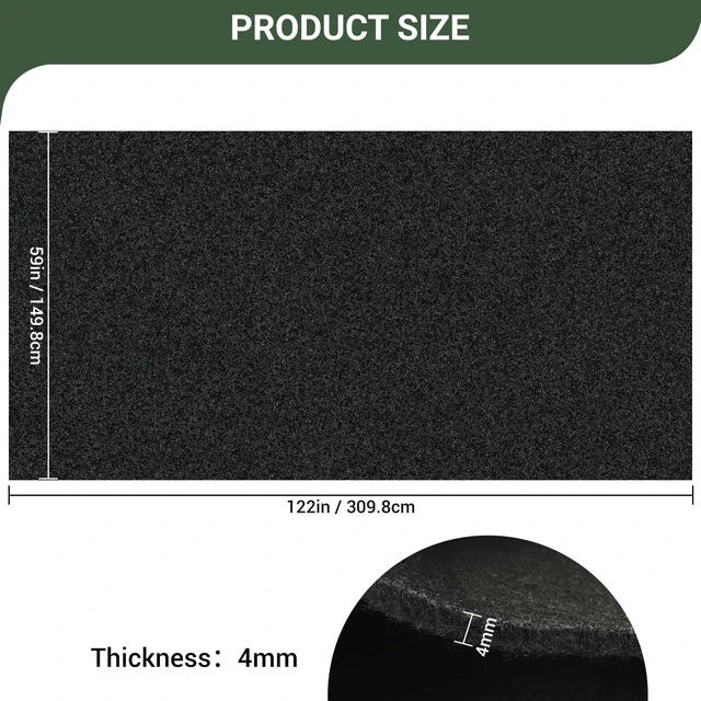 Alt view image 2 of 5 - Black Underfelt Carpet for Speaker, Sub Box Carpet, Auto, RV, Boat, Marine, Truck, Car Trunk Felt Fabric Material, Soft and Durable (Black, 59 * 122 inch)
