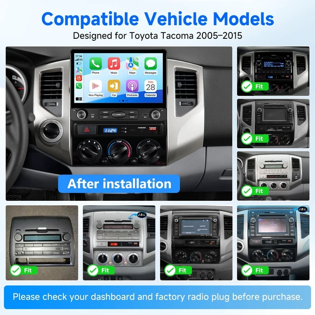 Alt view image 3 of 5 - XGU 10.2" Car Stereo for Toyota Tacoma 2005-2015 Apple CarPlay Android Auto