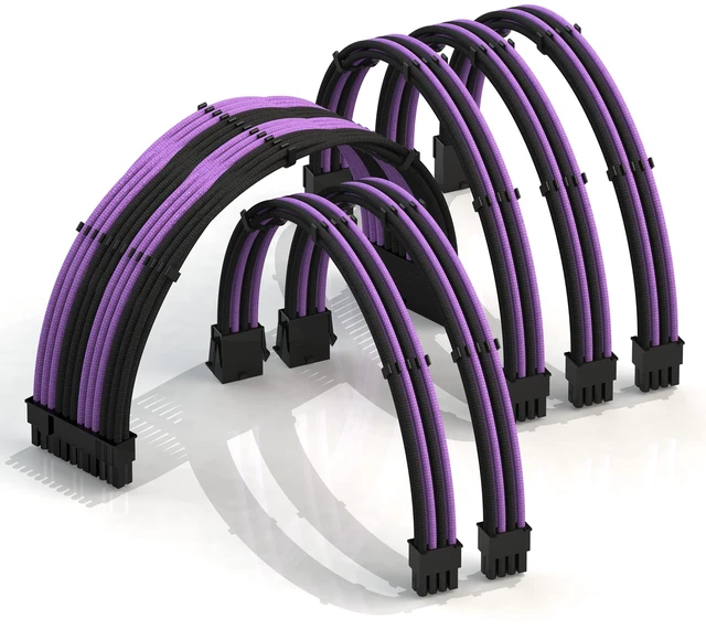 Main image of LINKUP ATX 24-Pin PSU Extension Cable ^^ Braided Sleeved, 50cm, Black/Purple