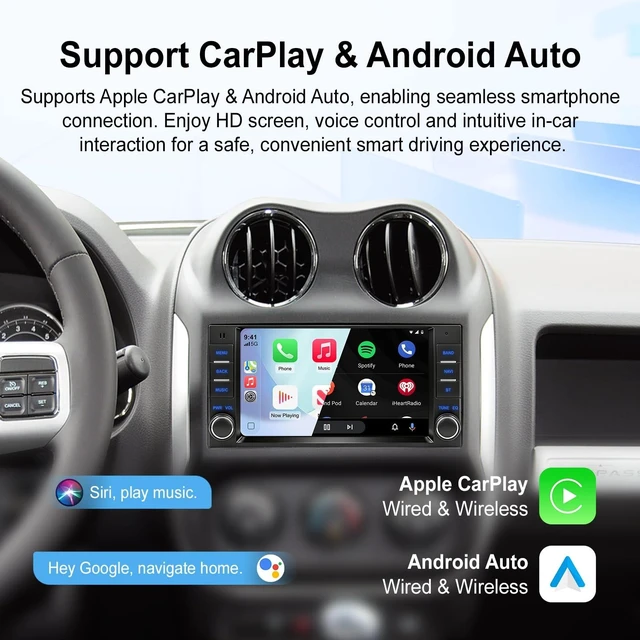 Alt view image 2 of 5 - Carplay Screen for Jeep Grand Cherokee/Dodge Durango,Wireless Android Auto