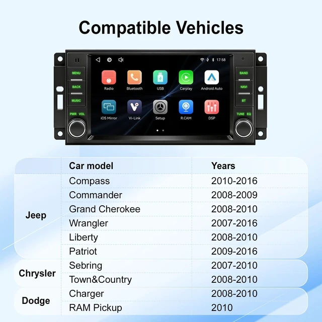 Alt view image 3 of 5 - Carplay Screen for Jeep Grand Cherokee/Dodge Durango,Wireless Android Auto